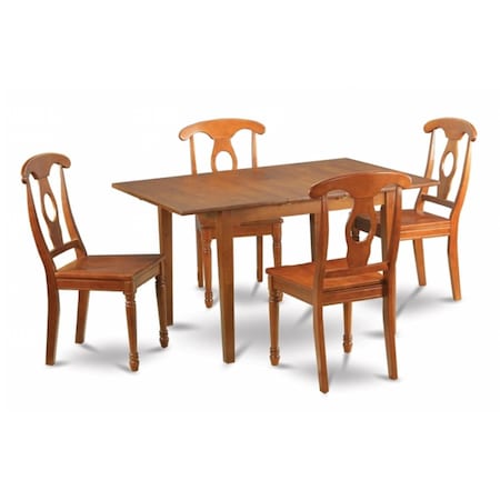 5Pc Set Picasso Table With 12 In Butterfly Leaf And 4 Napoleon Wood Seat Chairs
